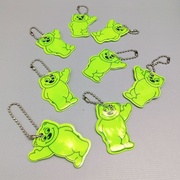 Брелок - светоотражатель Медвежонок, на цепочке / двухсторонний фликер - 1 шт